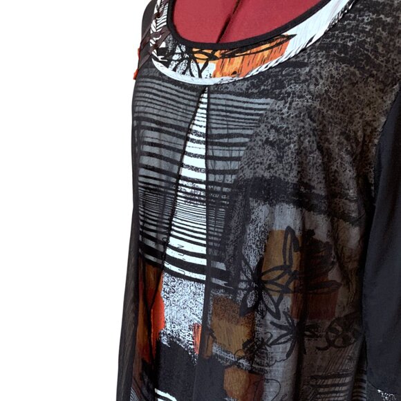 MICHAEL TYLER - Black multi-layers tunic short dress multi-layers - LARGE - Picture 9 of 10